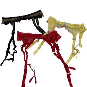 Lounge Set of 3 Sexy Floral Lacy Garter Belts Size Small/Medium